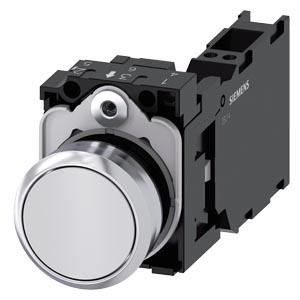 Botão de pressão, 22mm, redondo, metal, alto brilho, branco, botão de comando, 1NA+1NF