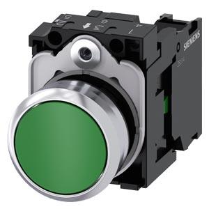Botão de pressão, 22mm, redondo, metal, alto brilho, verde, botão de comando, 1NA