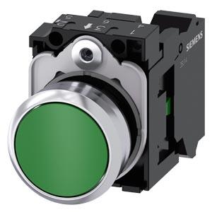 Botão de pressão, 22mm, redondo, metal, alto brilho, verde, botão de comando, 1NA