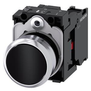 Botão de pressão, 22mm, redondo, metal, alto brilho, preto, botão de pressão, 1NF
