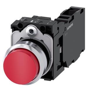Botão de pressão, 22mm, redondo, metal, alto brilho, vermelho, botão de comando, 1NA+1NF