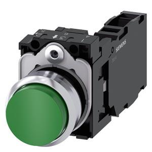 Botão de pressão, 22mm, redondo, metal, alto brilho, verde, botão de comando, 1NA+1NF