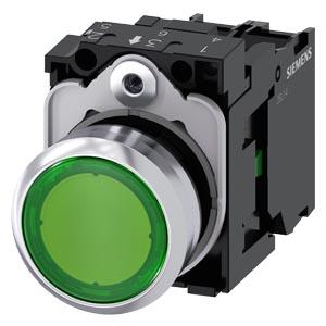 Botão de pressão, iluminado, 22mm, redondo, metal, alto brilho, verde, botão de comando, 1NA
