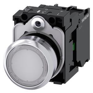 Botão de pressão, iluminado, 22mm, redondo, metal, alto brilho, branco, botão de pressão, 1NA