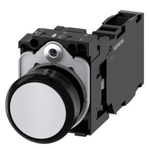 Botão de pressão, 22mm, redondo plástico, branco, botão de comando, 1NA+1NF