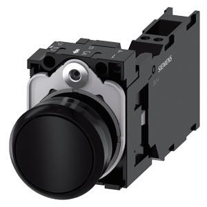 Botão de pressão, 22mm, redondo plástico, preto, botão de comando, 1NA+1NF