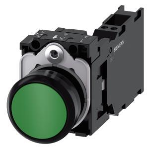 Botão de botão de pressão, 22mm, redondo plástico, verde, botão de comando, 1NA+1NF