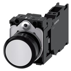 Botão de pressão, 22mm, redondo plástico, branco, botão de comando, 1NA+1NF