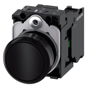 Botão de pressão, 22mm, redondo plástico, preto, botão de comando, 1NA