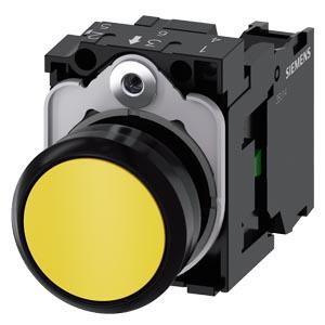 Botão de pressão, 22mm, redondo, plástico, amarelo, botão de comando, 1NA