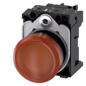 Sinalizador luminoso, 22mm, redondo, plástico, âmbar, lente, plano, 230V CA