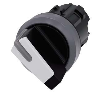 Interruptor com manípulo, iluminável, 22mm, redondo, plástico com anel frontal de metal, branco