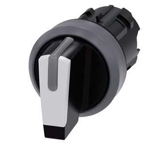 Interruptor com manípulo, iluminável, 22mm, redondo, plástico com anel frontal de metal, branco