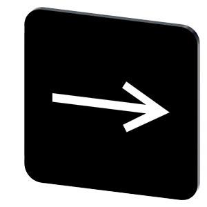 Placa de identificação 22x22mm, placa preto, símbolo: Sentido da seta para a direita