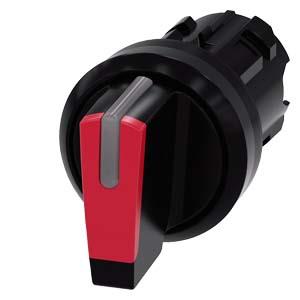 Interruptor com manípulo, iluminável, 22mm, redondo, plástico, vermelho