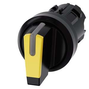 Interruptor com manípulo, iluminável, 22mm, redondo, plástico, amarelo