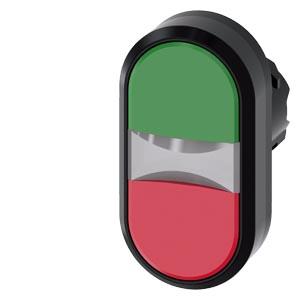 Botão de pressão duplo, iluminado, 22mm, redondo, plástico, verde, vermelho