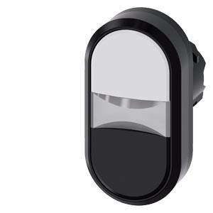 Botão de pressão duplo, iluminado, 22mm, redondo, plástico, branco, preto