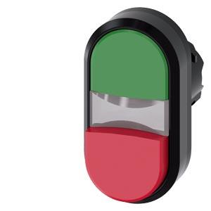 Botão de pressão duplo, iluminado, 22mm, redondo, plástico, verde, vermelho
