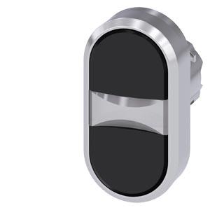 Botão de pressão duplo, 22mm, redondo, metal, alto brilho, preto, preto