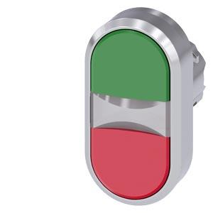 Botão de pressão duplo, 22mm, redondo, metal, brilhante, verde, vermelho