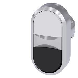 Botão de pressão duplo, 22mm, redondo, metal, brilhante, branco, preto