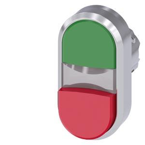 Botão de pressão duplo, 22mm, redondo, metal, brilhante, verde, vermelho