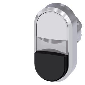Botão de pressão duplo, 22mm, redondo, metal, brilhante, branco, preto