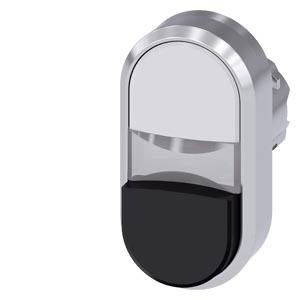 Botão de pressão duplo, iluminado, 22mm, redondo, metal, alto brilho, branco, preto