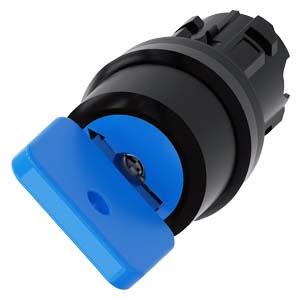 Interruptor de chave O.M.R, 22mm, redondo, plástico, azul, retirada da chave O