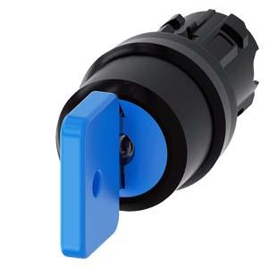 Interruptor de chave O.M.R, 22mm, redondo, plástico, azul, retirada da chave O