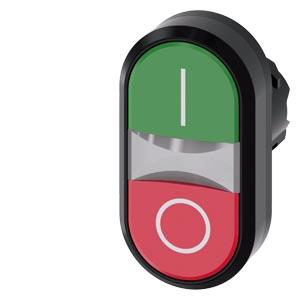 Botão de pressão duplo, 22mm, redondo, plástico, verde: I, vermelho: O