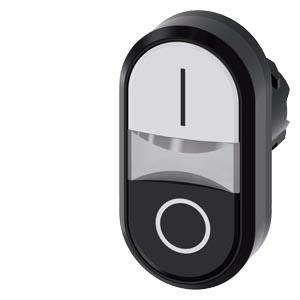 Botão de pressão duplo, iluminado, 22mm, redondo, plástico, branco: I, preto: O