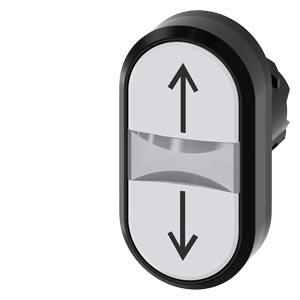 Botão de pressão duplo, iluminado, 22mm, redondo, plástico, branco: Seta para cima/baixo