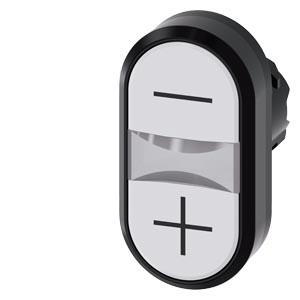 Botão de pressão duplo, iluminado, 22mm, redondo, plástico, branco