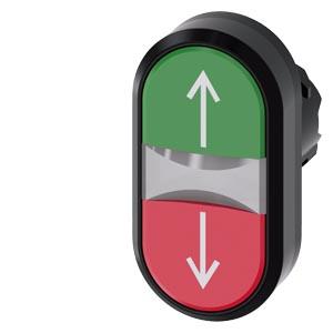 Botão de pressão duplo, iluminado, 22mm, redondo, plástico, verde: acima, vermelho: embaixo