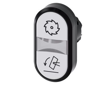 Botão de pressão duplo, iluminado, 22mm, redondo, plástico, branco: Símbolo serra circular