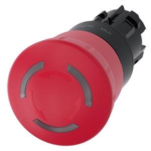 Botão cogumelo de parada de emergência, iluminado, 22mm, redondo, plástico, vermelho, 40mm