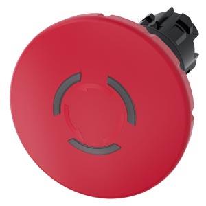 Botão cogumelo de parada de emergência, iluminado, 22mm, redondo, plástico, vermelho, 60mm