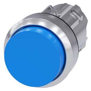 Botão de pressão, 22mm, redondo, metal, alto brilho, azul, botão de pressão