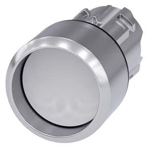 Botão de pressão, 22mm, redondo, metal, alto brilho, branco, anel frontal