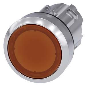 Botão de pressão, iluminado, 22mm, redondo, metal, alto brilho, âmbar, botão de comando
