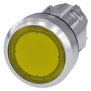 Botão de pressão, iluminado, 22mm, redondo, metal, alto brilho, amarelo, botão de comando