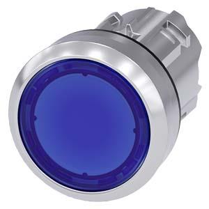 Botão de pressão, iluminado, 22mm, redondo, metal, alto brilho, azul, botão de comando