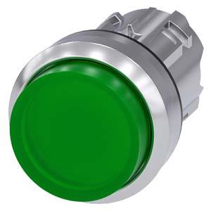 Botão de pressão, iluminado, 22mm, redondo, metal, alto brilho, verde, botão de comando