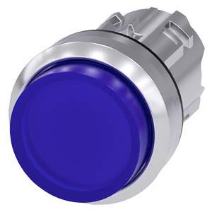 Botão de pressão, iluminado, 22mm, redondo, metal, alto brilho, azul, botão de comando