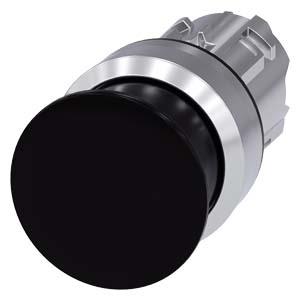 Botão cogumelo, 22mm, redondo, metal, brilhante, preto, 30mm