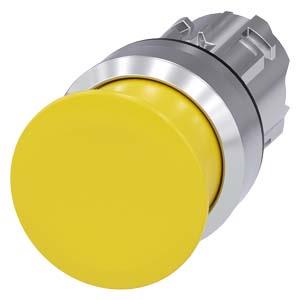 Botão cogumelo, 22mm, redondo, metal, alto brilho, amarelo, 30mm