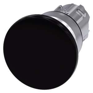 Botão cogumelo, 22mm, redondo, metal, brilhante, preto, 40mm