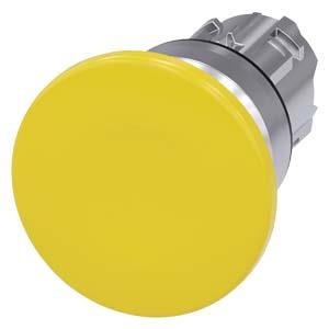 Botão cogumelo, 22mm, redondo, metal, alto brilho, amarelo, 40mm